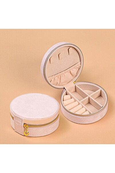 Choice صندوق خاتم صغير دائري وردي اللون محمول للسفر، صندوق هدايا مجوهرات صغير...