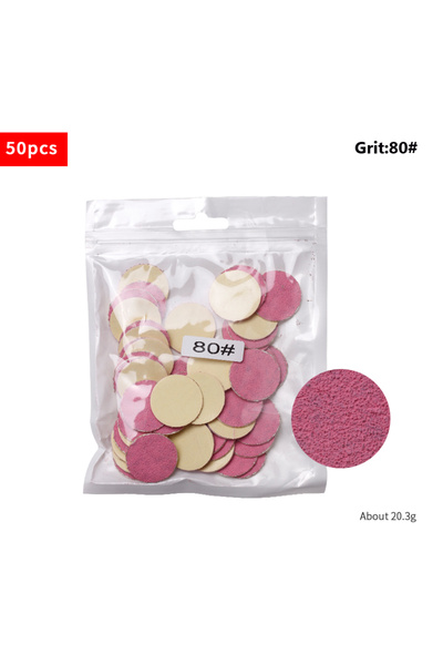 Choice مبرد أظافر دائري بديل من Grit80 وردي، 50 قطعة، ورق صنفرة قابل للإزالة ...