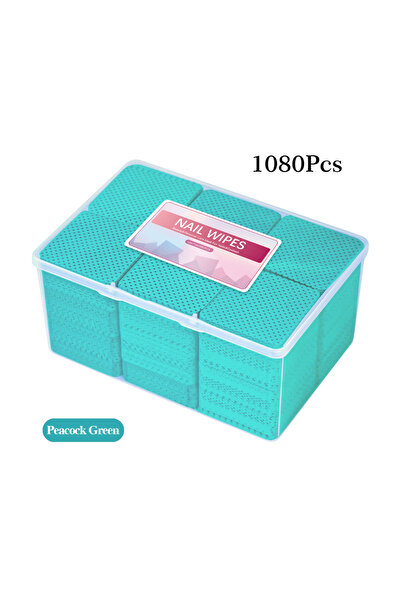 Choice 1080 قطعة من غراء الرموش الخالي من الوبر، مناديل ورقية لإزالة طلاء الأظافر، غراء نظيف، لون أخضر طاووسي