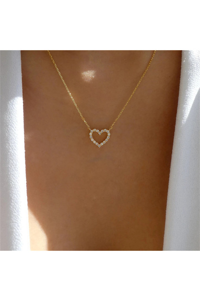 Choice قلادة ذهبية من الكريستال الكوري المجوف على شكل حب قلادة رومانسية من ال...