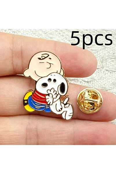Miniso Rhodium Plated 5pcs Cartoon Dog Enamel Pins Cute Animal Brooches Badge...
