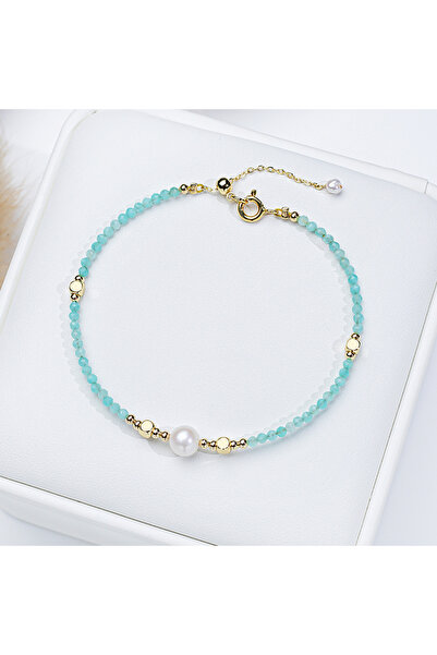 Choice 16-19cm Amazonite 2mm Tourmaline With 7mm Freshwater Pearl Bracelet Fo...