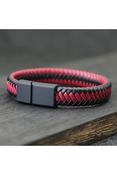 Choice سوار جلدي فريد من نوعه باللون الأحمر بطول 20.5 سم (8.1 بوصة) للرجال، ق...