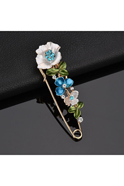 Choice دبابيس معدنية مرصعة بأحجار الراين على شكل زهرة زرقاء مخصصة للنساء، وشا...
