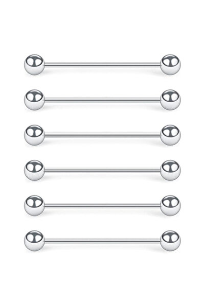 Choice 1.6x28x5 مم فضة 6 قطع 16 جرام قرط غضروف صناعي مجوهرات ثقب الجسم 28 مم ...