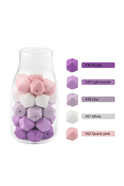 Choice مجموعة من 20 قطعة من 6 حبات سيليكون سداسية الشكل مقاس 14 مم، حبات سيلي...