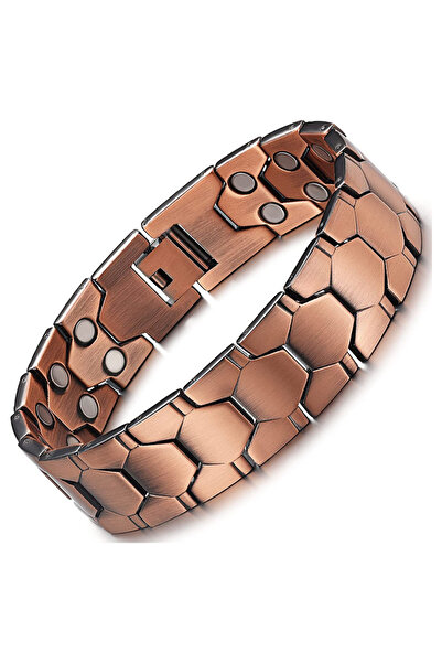 Choice 2 Vintage Copper Color Bangle Bracelets for Men Double Row Magnetic Therapy Bracelet Healthcare Wei.