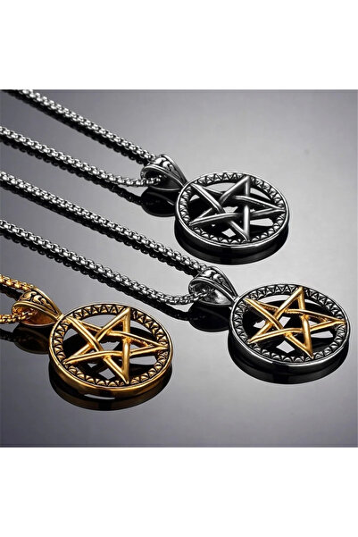 Choice قلادة خماسية عتيقة من الهيب هوب باللون الأبيض القوطي للرجال والنساء، ج...