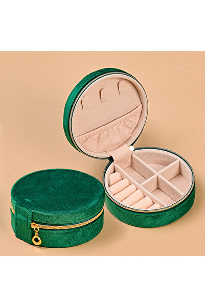 Choice صندوق خاتم صغير دائري أخضر محمول للسفر، صندوق هدايا مجوهرات صغير، تغلي...