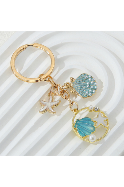 Choice E6374 Pretty Enamel Keychains Lovely Two Colors Starfish Shell Pearl K...