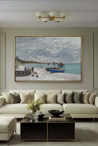 Wallivo Claude Monet'nin Huzurlu Sainte-Adresse Plajı Empresyonist Gümüş Meta...