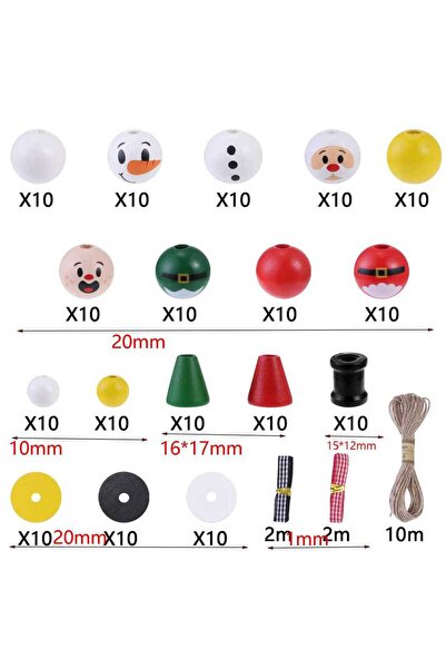 Choice 170 قطعة من خرز عيد الميلاد الخشبي، كمية عشوائية، خرز عيد الميلاد الخش...