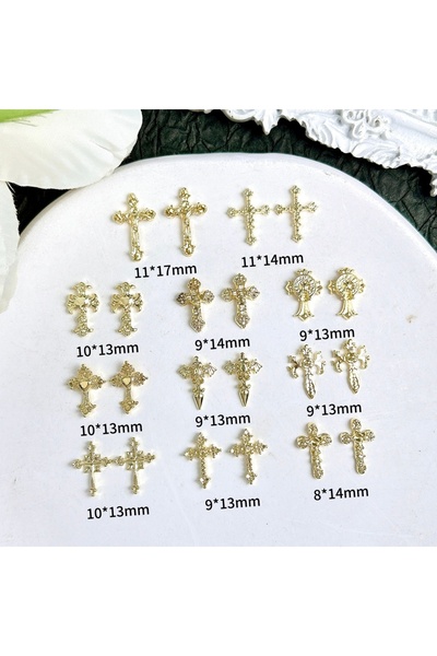 Choice مجموعة من 30 قطعة من زينة أظافر متقاطعة من سبائك معدنية ثلاثية الألوان...