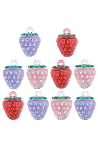 Choice 1634344-04 10 قطع من الراتنج والأكريليك تقليد الفاكهة قلادة الفراولة س...