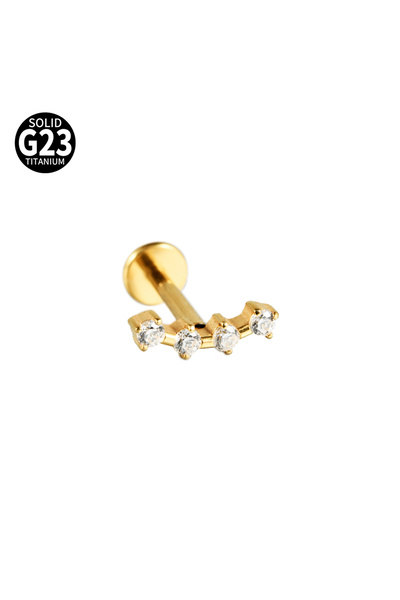 Choice Geometric Ears 1.2X8mm Gold B 1PC G23 Solid Titanium CZ Flower Moon Ca...