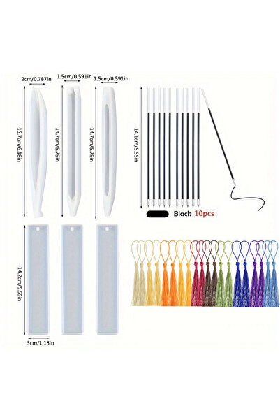 Choice مجموعة قوالب سيليكون شفافة لقلم وعلامة مرجعية بيضاء، قالب صب من راتنج الإيبوكسي، أدوات مكتبية يدوية الصنع