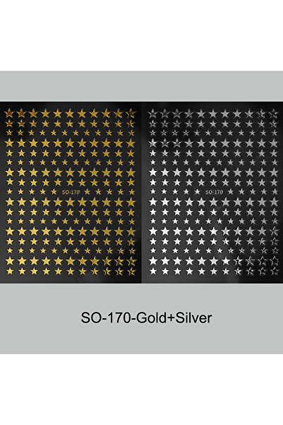 Choice ملصقات نجوم ثلاثية الأبعاد باللونين الأسود والوردي للأظافر (SO-170-Sil...