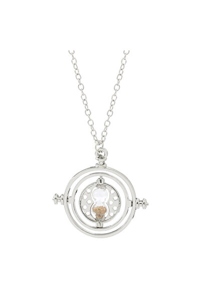 Choice قلادة فضية سحرية تدور 360 درجة على شكل ساعة رملية من الفخار، مروحة تحو...