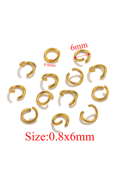 Choice JC008G6-A 100pcs PVD Gold Plated Stainless Steel Open Jump Rings Conne...