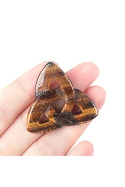 Choice زينة متدلية على شكل عقدة لريش من الحجر الطبيعي باللون البني، مقاس 1 بوصة