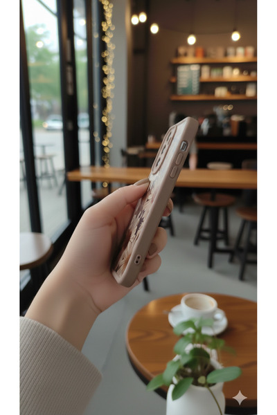 Rivor Samsung Galaxy A16 Uyumlu Kılıf Kamera Korumalı Vintage Papatya Desenli Kahverengi Silikon Kapak