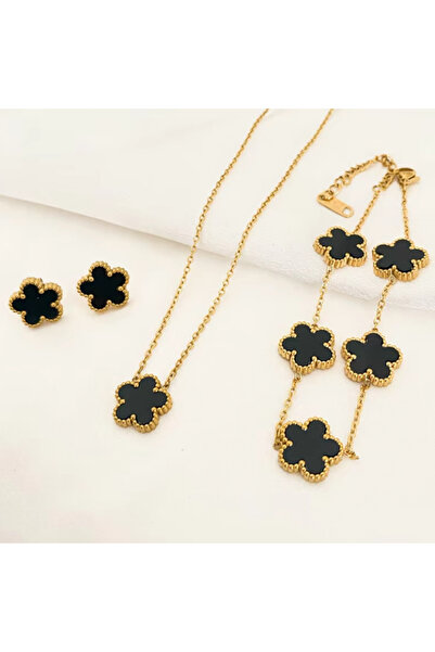 Choice طقم مجوهرات هدية للنساء مكون من 3 قطع باللون الرمادي الداكن من قلادة و...