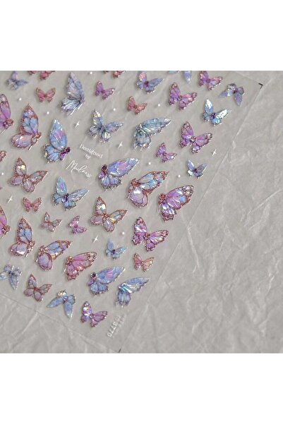 Choice ملصقات أظافر على شكل فراشة لامعة بتقنية 5D T164PB لتزيين أظافر أورورا ...