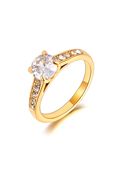 Choice 6 R23075G JeeMango خاتم زفاف من الفولاذ المقاوم للصدأ مرصع بالزركونيا ...