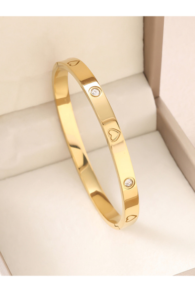 Choice سوار قابل للتكديس من الفولاذ المقاوم للصدأ مطلي بالذهب عيار 18 قيراطًا...