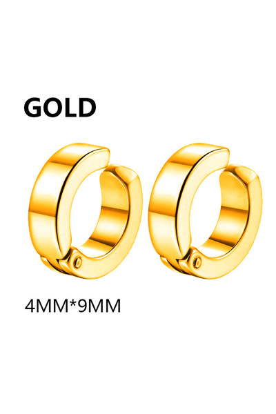 Choice Gold 2 Pcs Classic Korean Punk Stainless Steel Ear Clip Earrings for M...