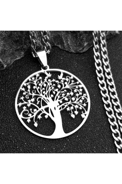Choice 60 سم A 60 سم NKxi SR قلادة رمز شجرة الحياة الطبيعية من الفولاذ المقاو...