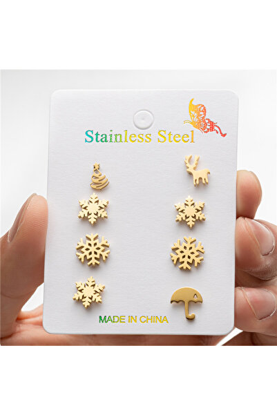 Choice ZH032G 4 أزواج/مجموعة أقراط عيد الميلاد اللطيفة على شكل غزال، مصنوعة م...