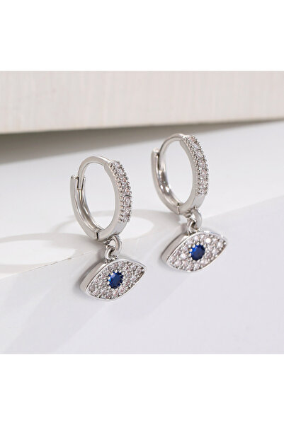 Choice أقراط دائرية فضية على شكل عيون شريرة للنساء، موضة جديدة، أقراط هاجيز للحفلات، هدايا بالجملة