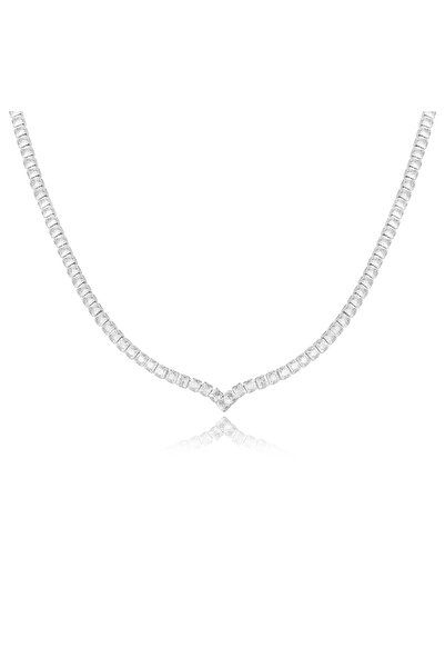 Choice silver necklace Luxury Fashion V Shape CZ Tennis Necklace for Women Gold Statement Iced Out Crystal