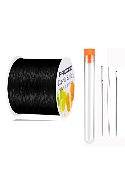 Choice 1 أسود - 3 إبر سوار مرن من خيط مطاطي من الخرز لصنع المجوهرات بنفسك سوار قلادة