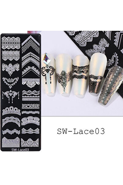Choice SW-Lace03 3D Lace Mandala Flower Nail Art Stamping Plate High Heel Bow...