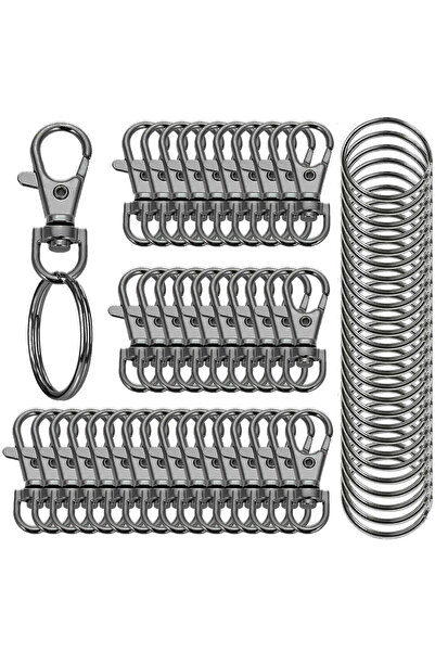 Choice black 20 PCS Keychain Hook with Key Ring Keychain Clip Hook with Flat ...