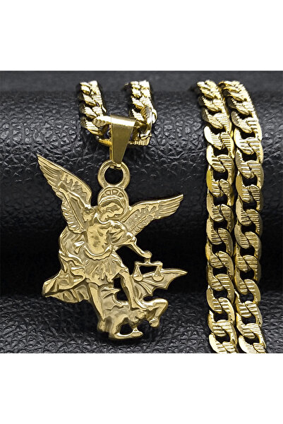 Choice قلادة NKhua GD SAINT MICHAEL PROTECT US من الفولاذ المقاوم للصدأ للنسا...