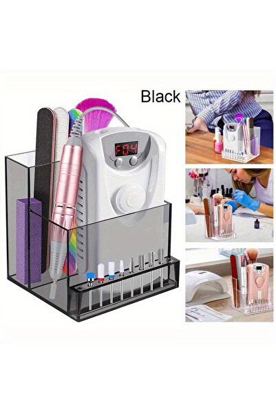 Choice Black 1PC Nail Drill Bits Holder Display Clear Nail Display Box Transparent Makeup Organizer Nail Ma