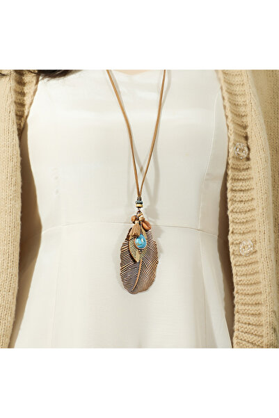 Choice X24092501-2 طقم قلادة طويلة من بوهو فينتاج، سلسلة كنزة بنية اللون، تصم...