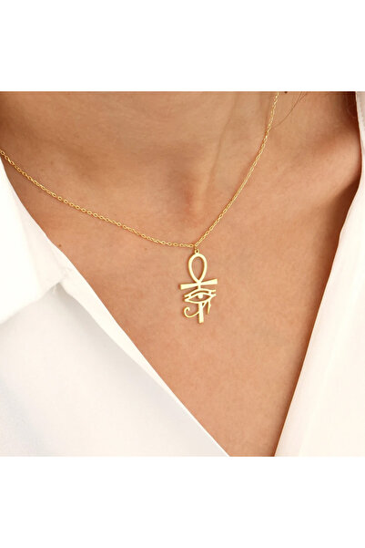 Choice قلادة ذهبية كلاسيكية مطلية بالذهب على شكل عين حورس عنخ للنساء مجوهرات ...