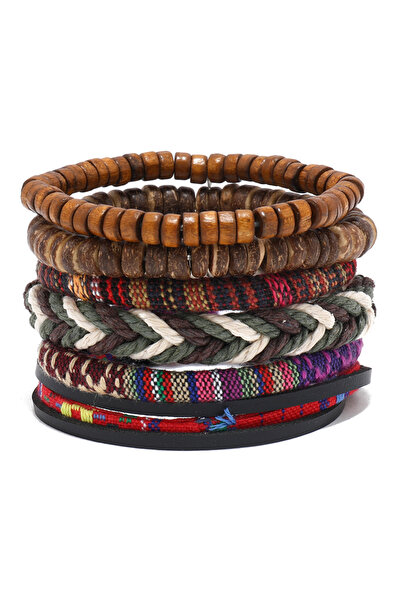 Choice 8 4 قطع / مجموعة أساور جلدية مضفرة للرجال على شكل شجرة حياة عتيقة مع خ...