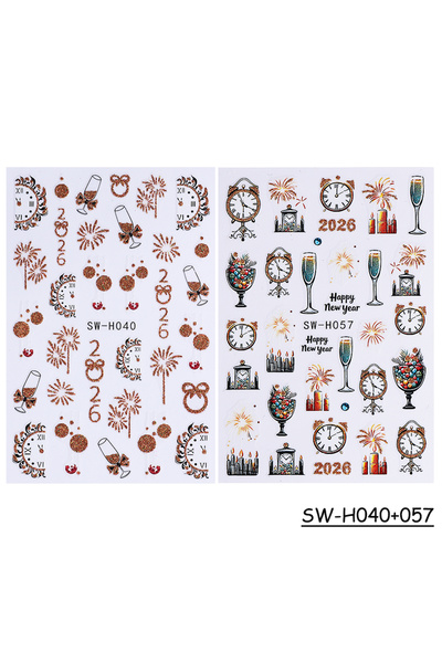 Choice SW-H040 57 2 قطعة ملصقات أظافر عيد الميلاد بريق الذهب الألعاب النارية ...