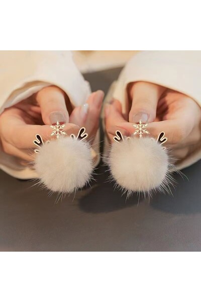 Choice أقراط على شكل كرة صغيرة من الأيل على شكل كرة صغيرة لطيفة على شكل قوس من ندفة الثلج أقراط على شكل أيل لعيد الميلاد مجوهرات أنيقة رائعة للنساء