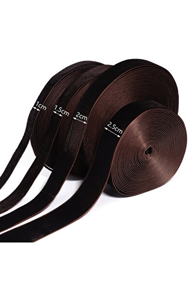 Choice 20 مم 10 ياردات بني غامق 5-10 ياردات/لفة شرائط مخملية بلون بني غامق حزام متداخل ذو وجه واحد
