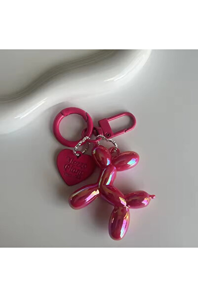 Choice سلسلة مفاتيح أنيقة باللون الأحمر مع حلقة على شكل بالون على شكل كلب من ...
