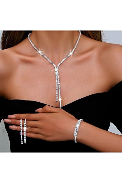 Choice 80860401-S طقم مجوهرات نسائي مكون من 4 قطع مكون من قلادة وأقراط وأساور...