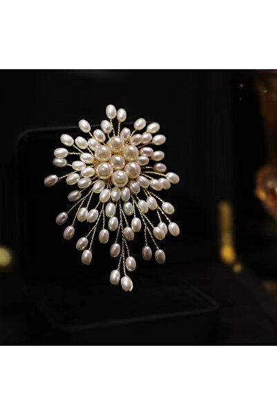 Choice دبوس زهرة من الفضة الإبداعية على شكل شرابة من اللؤلؤ للنساء دبوس صدر من سبائك معدني متعدد الاستخدامات للملابس