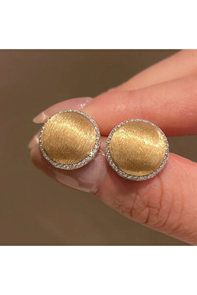 Choice أقراط ذهبية اللون بتصميم كلاسيكي مصنوع بتقنية سحب الأسلاك، أقراط دائري...