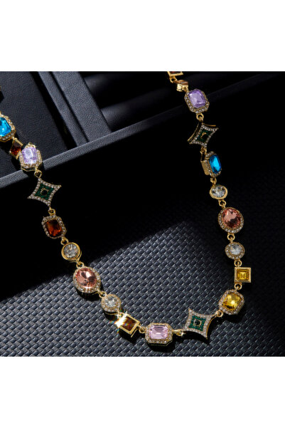 Choice YF1270-1 قلادة سلسلة هندسية جديدة مخصصة ملونة مرصعة بالزركونيا، اتجاه ...